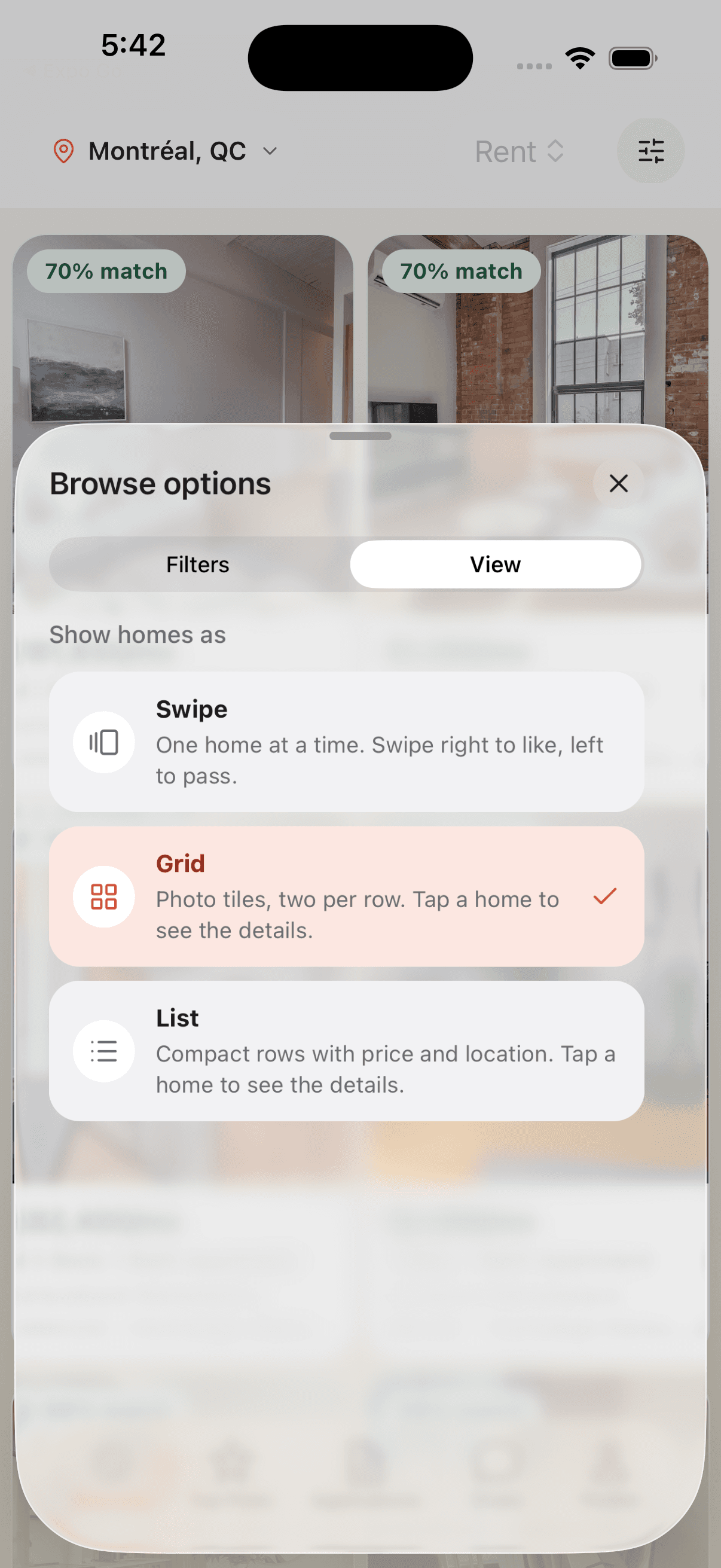 The View tab inside Browse options.